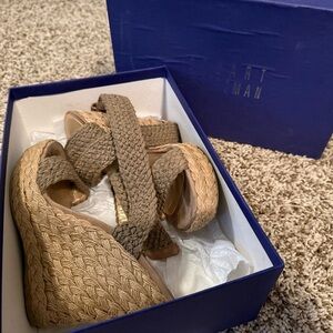 Stuart Weitzman Brown Braided Wedges